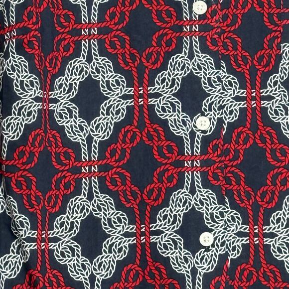 Tommy Hilfiger Abstract Roll Tab Sleeve Cotton Utility Shirt Sz L Preppy Coastal - Picture 6 of 10